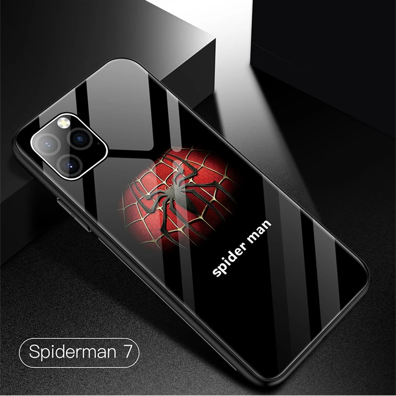 Чехол из закаленного стекла для телефона Marvel с человеком-пауком для iPhone 11 Pro Max XSmax XR XS X 8 7 6s 6 Plus, роскошный защитный чехол