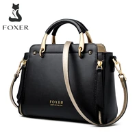 foxer women crossbody shoulder bags female split leather handle bags large capacity handbags stylish cross body purse chic totes