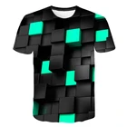 Футболка мужская с 3D-принтом, креативная тенниска с забавной синей сеткой Тетрис, повседневная майка с круглым вырезом, уличная одежда, лето 2020