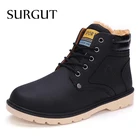 Мужские повседневные теплые ботинки SURGUT, черная рабочая обувь первой необходимости из ПУ кожи для зимы, 2022