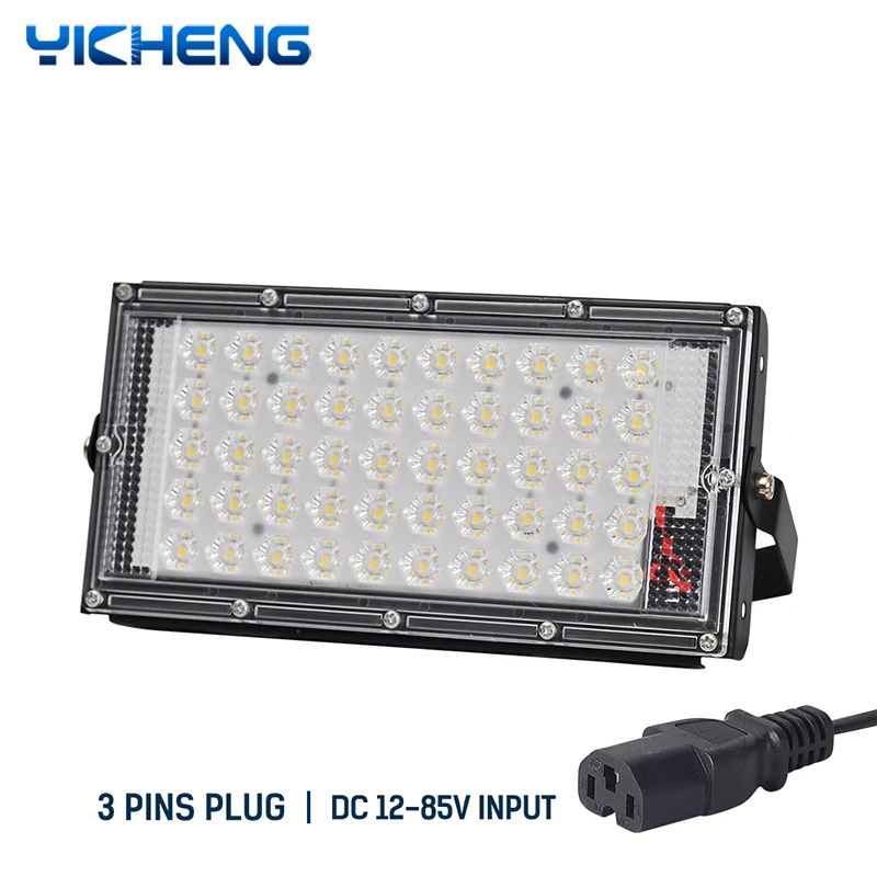 

LED Floodlight 50W 3PINS Plug IP65 Waterproof LED Spotlight DC12-85V LED Street Lamp Landscape Lights For Outdoor Wall Billboard