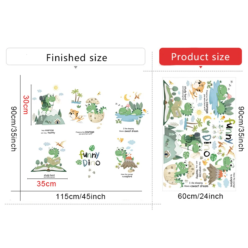 Детские наклейки на стену с мультяшным динозавром украшение для стены в спальню