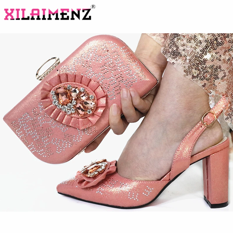 2019 модный итальянский дизайн обувь на высоком каблуке и сумка в комплекте