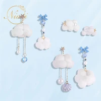 trend cute pearl cartoon clouds tassel dangle earrings for women girls korea fashion fine female piercing earrings party jewelry