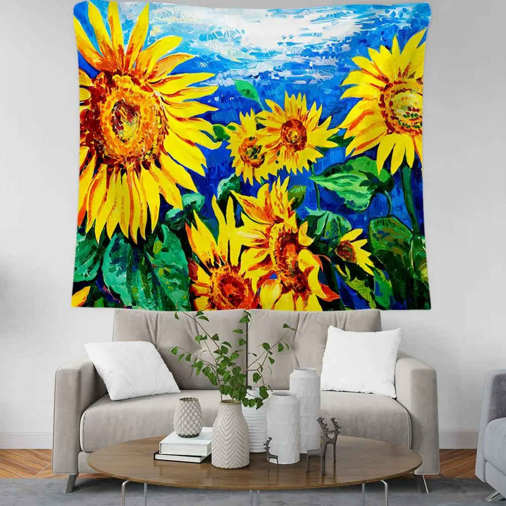 

Гобелен PLstar Cosmos в богемном стиле с рисунком подсолнуха, прямоугольная настенная декоративная 3D-печать-4