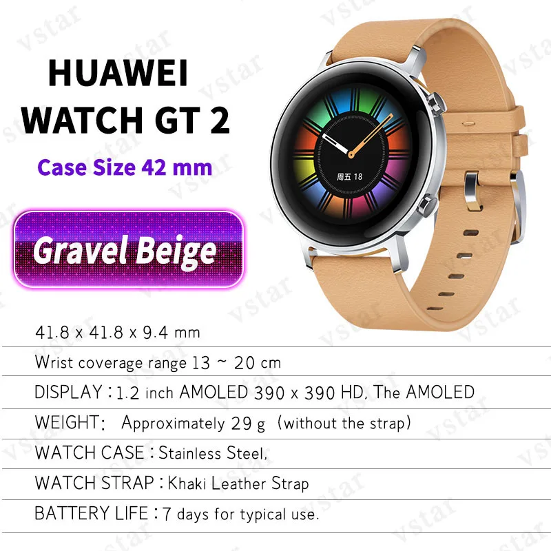 Оригинальные часы HUAWEI GT 2, умные часы, 1,39 дюймов, Kirin A1, Bluetooth 5,1, кровяный кислород, пульсометр, спящий, 14 дней, умные спортивные часы GT 2 - Цвет: Gravel Beuge 42mm