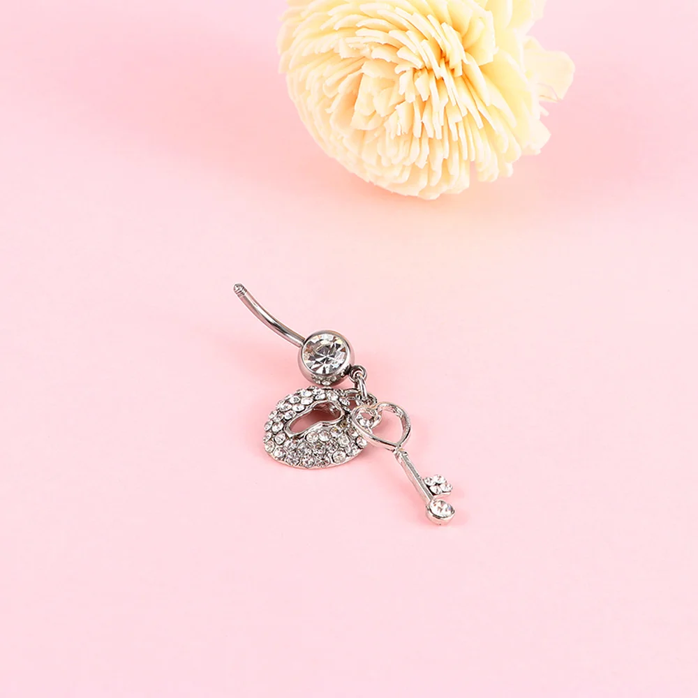 Fashion Jewelry Crystal Heart Shape Key Belly Button Nails Navel Ring Accessories Puncture Dance |