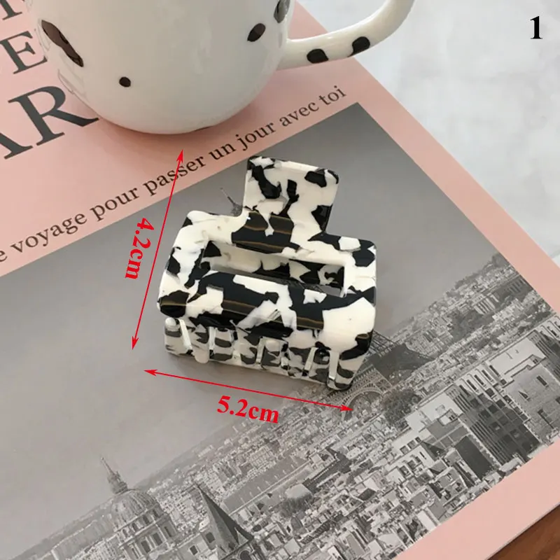 

Women Girls Vintage Geometric Large Hair Claws Milk Cow Color Hollow Acrylic Hairpins Acetate Hair Barrettes Hair Accessories