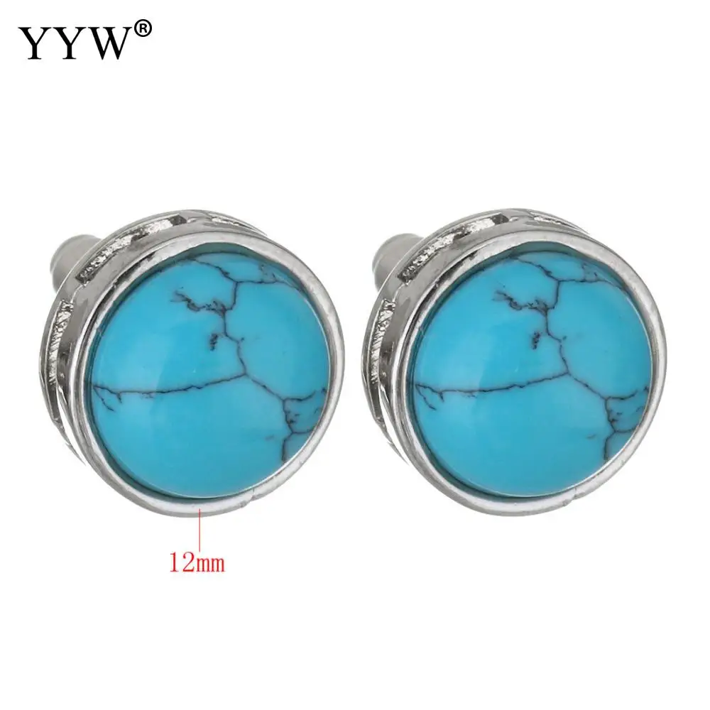 Серьги-гвоздики из натурального камня женские круглые маленькие простые сережки