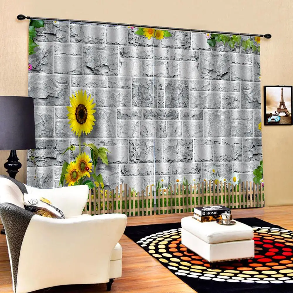 Фото на заказ фотообои из полиэстера цветок белая кирпичная стена принт для