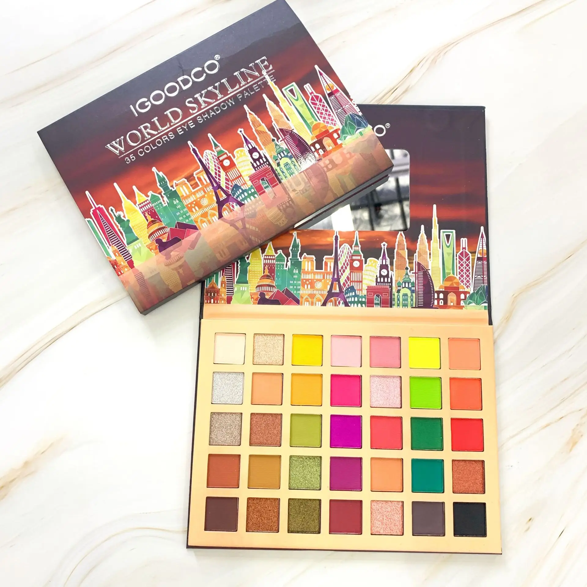 

Новинка, Лидер продаж, разноцветные городские тени для век 35 цветов, жемчужные матовые большие разноцветные тени для век, палитра для макияж...