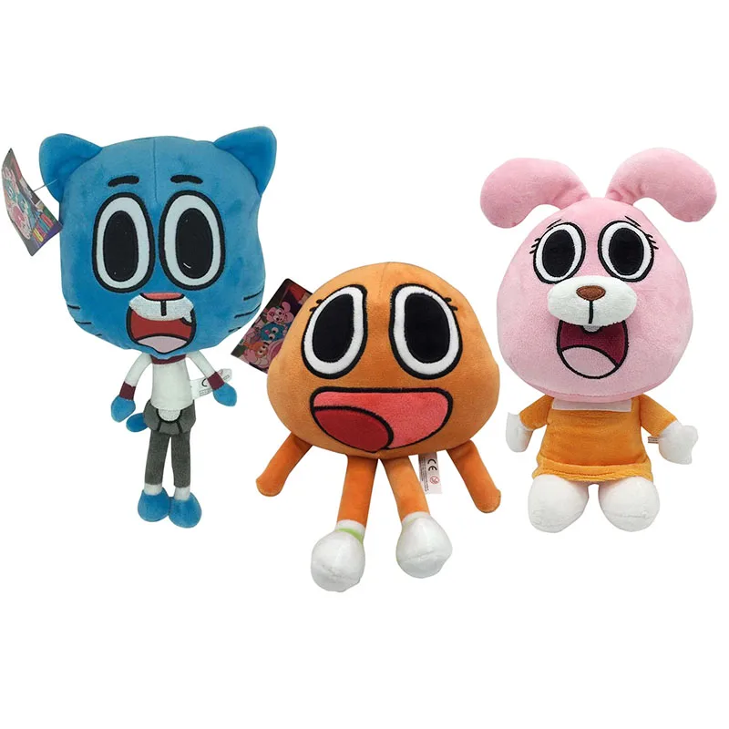 

3 шт./лот 25 см мультяшный удивительный мир Gumball плюшевые игрушки Darwin Anais Gumball плюшевые мягкие куклы игрушки для детей подарки на день рождения