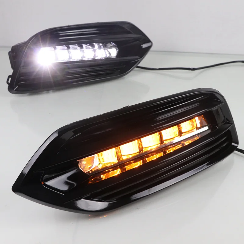 White and Yellow СВЕТОДИОДНЫЙ DRL для Honda hr-v HR-V Vezel дневного света противотуманная фара с желтым поворотным сигналом - Цвет: White and Yellow