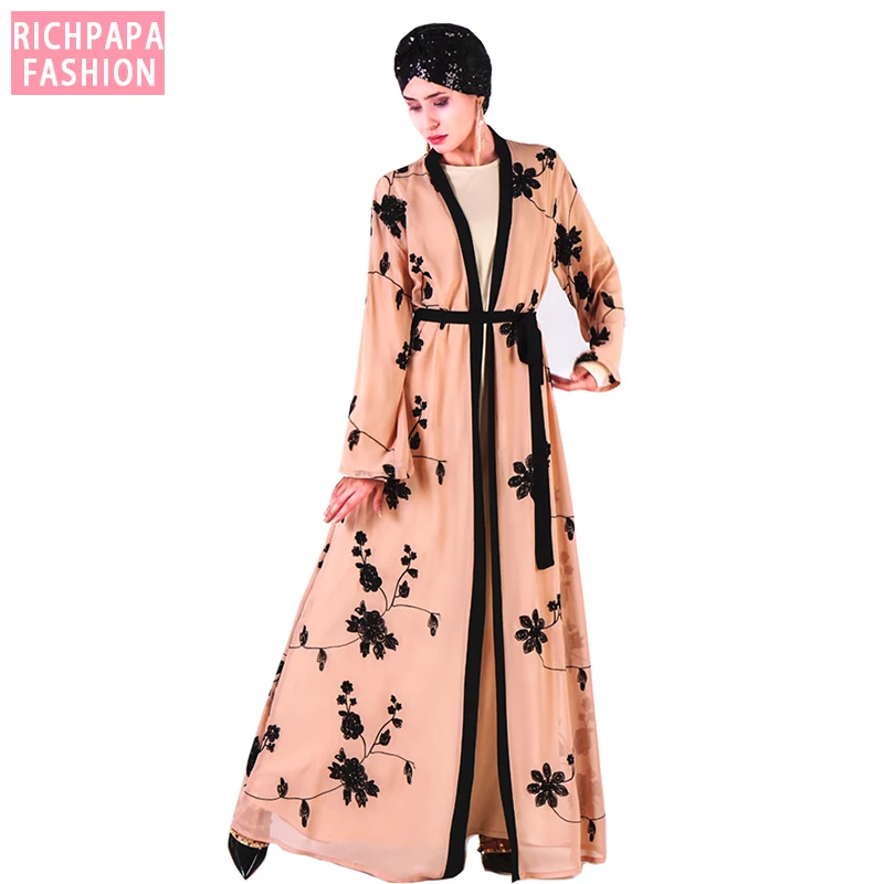 Embroidery Abaya Kimono Muslim Hijab Dress Kaftans Dubai Abayas For Women Turkish Islamic Clothing Caftan Turkey Robe Femme Jurk |