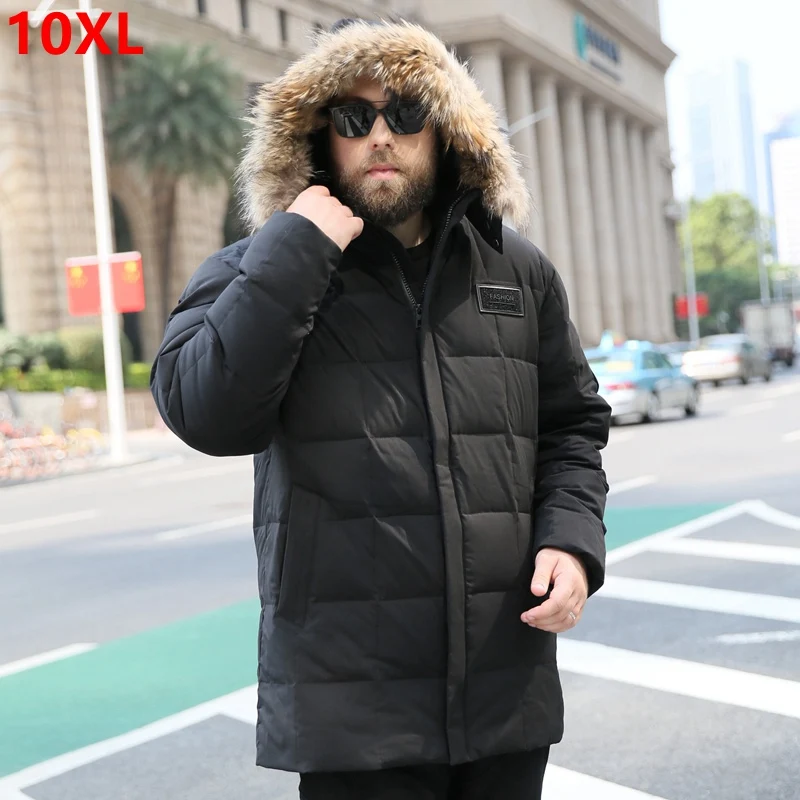 Пуховик мужской зимний с меховым воротником парка на белом утином пуху очень