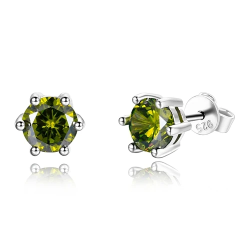 Olive Серебряные серьги женские 925 серебряные ювелирные изделия серьги-гвоздики с АААА циркониевым кристаллом вечерние подарки на день рождения для женщин - Цвет камня: Olive