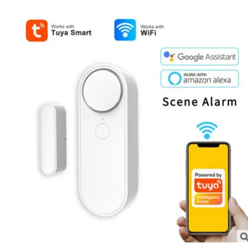 

Tuya Smart Adjustable Alarm Volume WiFi Door Sensor Independent Magnetic Sensor Alarm Support Smart Life APP Remote Control