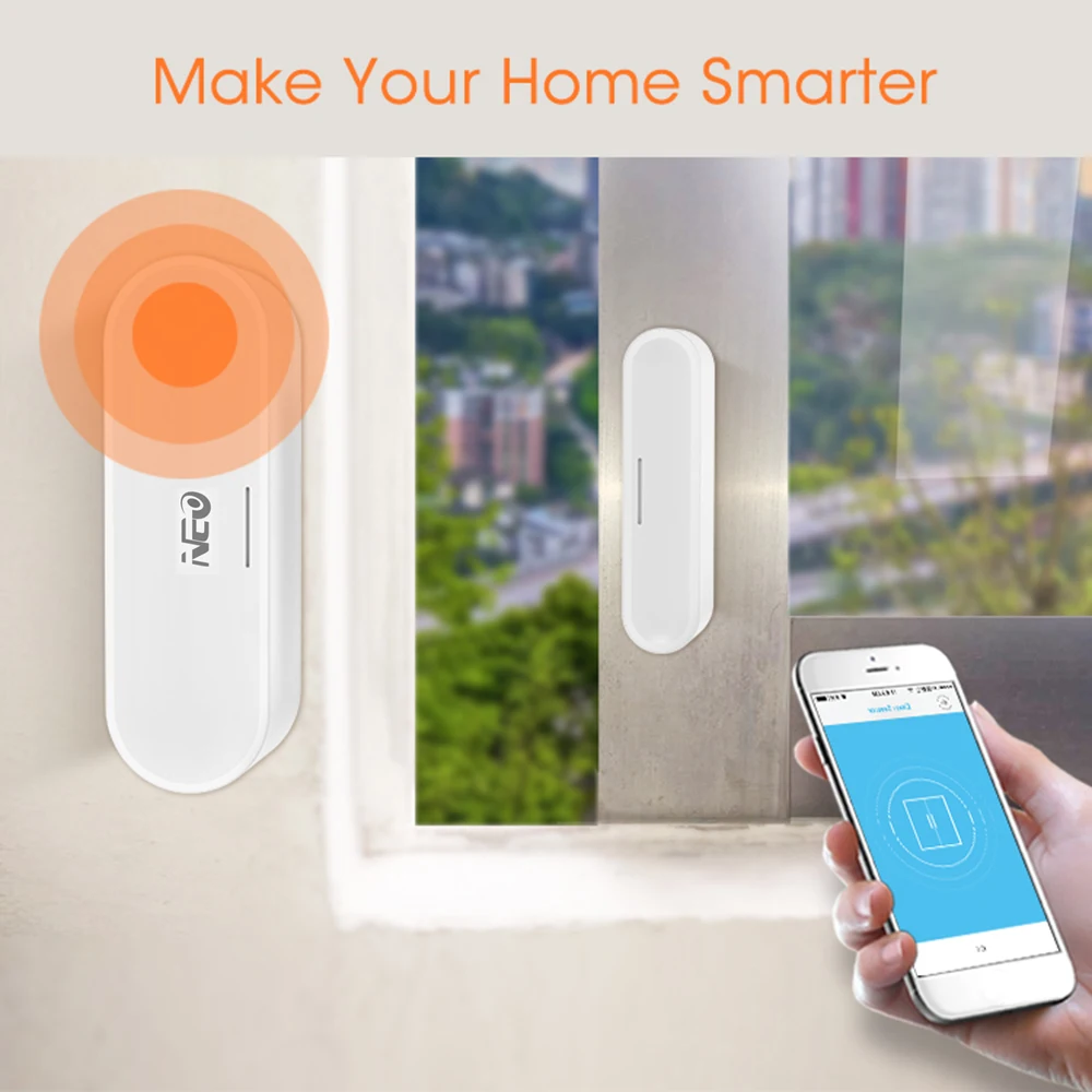 Датчик двери NEO ZigBee с управлением через приложение датчик открытия окон и дверей