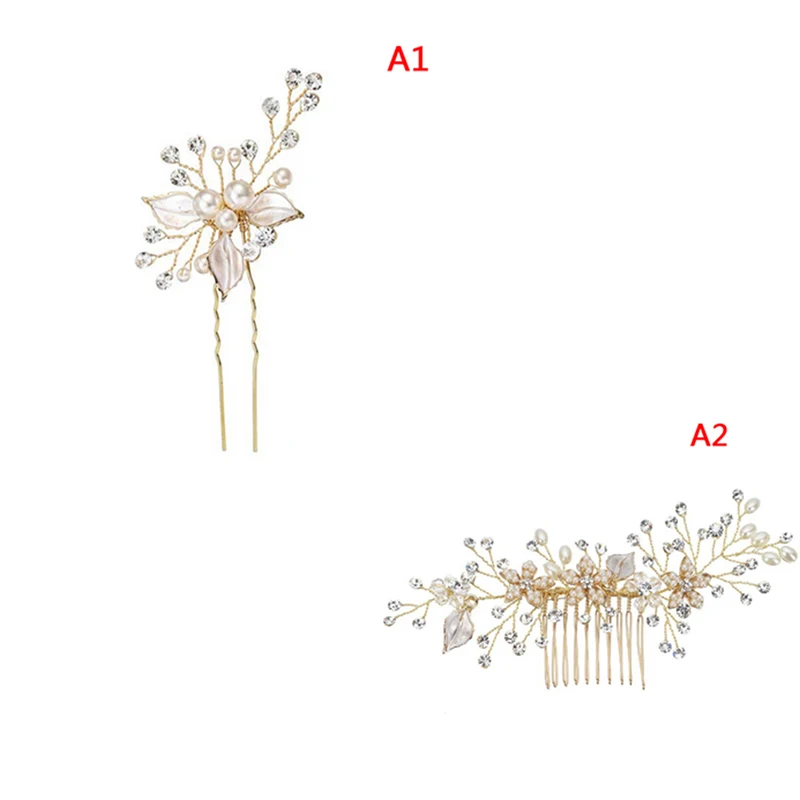 

Women gold rhinestone pearl hair comb hair bridal clip wedding hair accessories