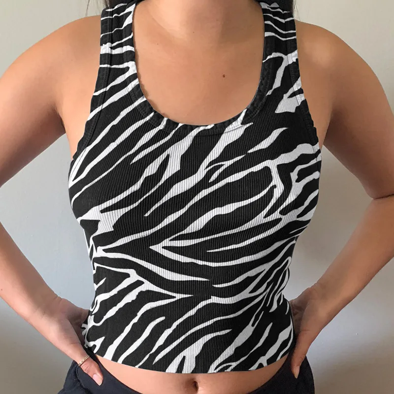 

Striped Tie Dye Tank Tops Women Shirt Round Neck Sleeveless Basic Simple Casual Slim Bodycon Streetwear Fashion Chic Crop Tops