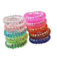 wholesale 10pcs size 3 5cm candy transparent elastic girl rubber telephone wire ties plastic rope hair band accessories
