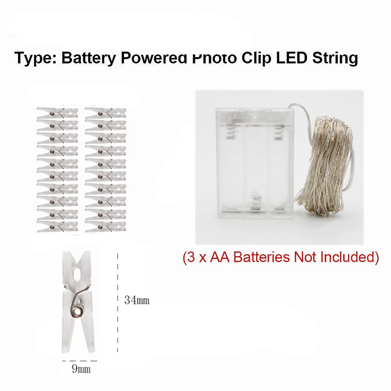 

Photo Hanging Clips String Light Led Clip Fairy Lights Garland Home Bedroom Wall Decoration for Picture Card photo clip holder