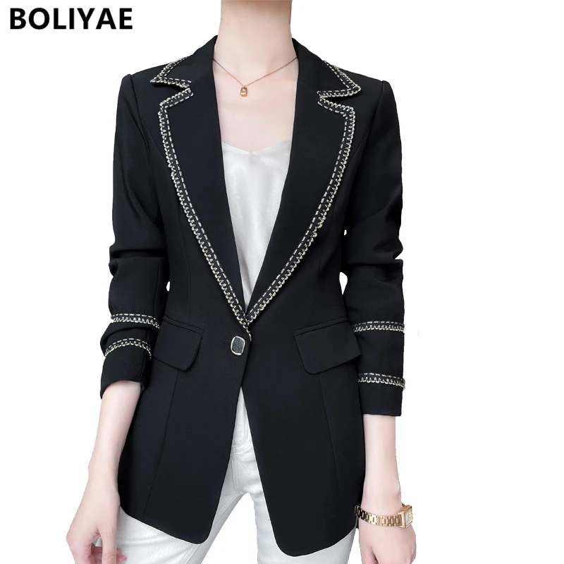 Женский блейзер Boliyae на осень и зиму модное высококачественное белое пальто