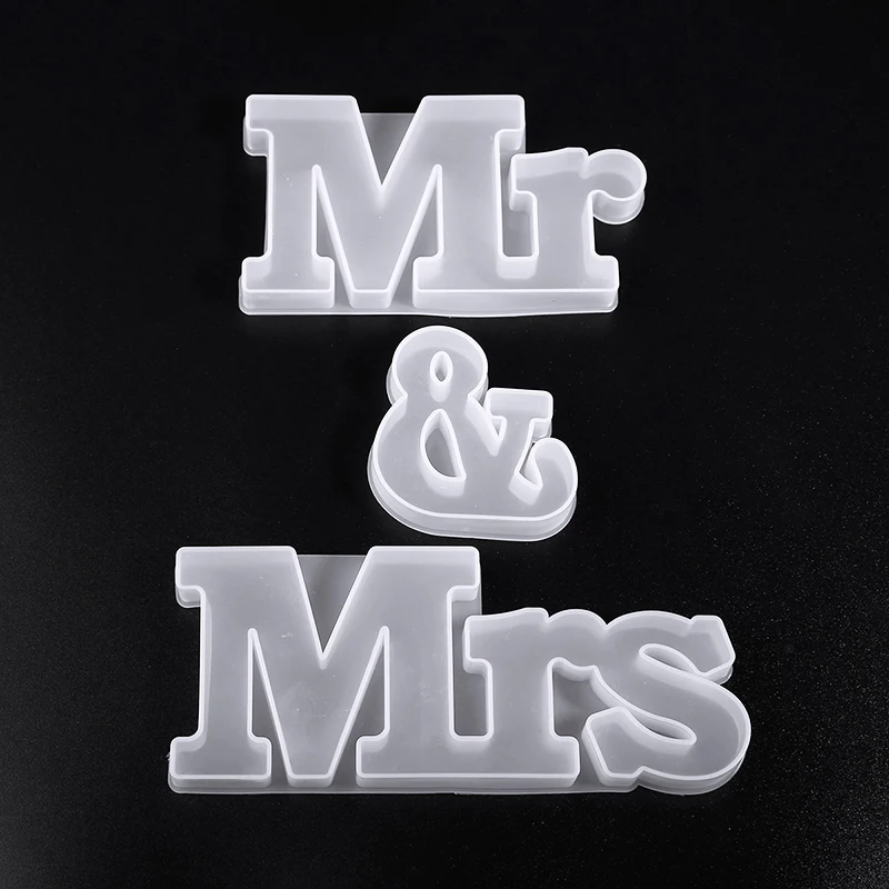 Silicone Letter Shape Mold Mr & Mrs Sign Silicone Resin Casting Mold Jewelry Making Epoxy Mould Craft DIY  Wedding Decoration