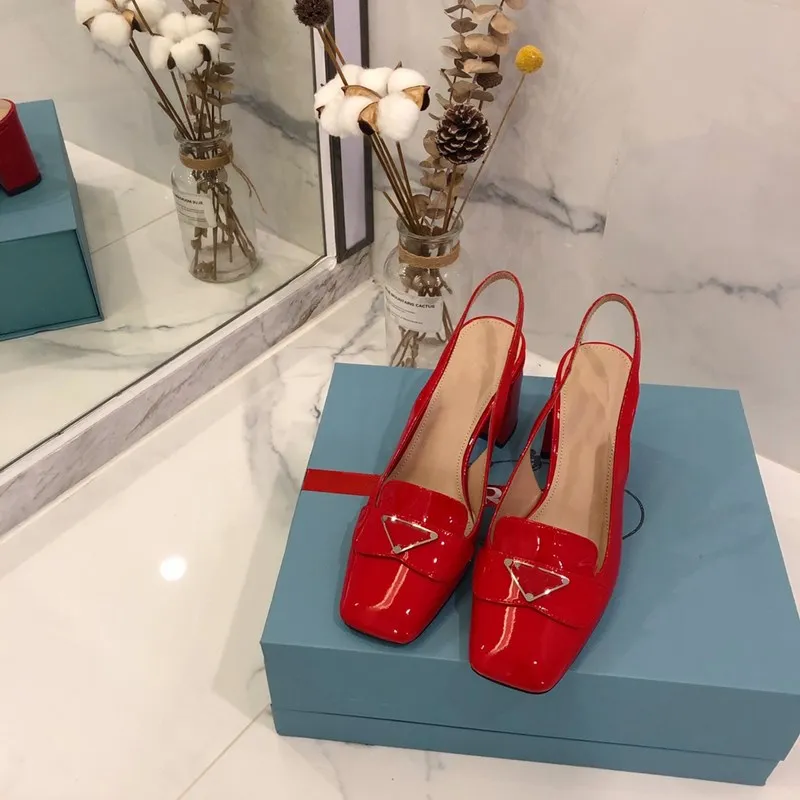 

Woman Sandals Square Toe High Heel Metal Buckle Luxury Designer Zapatos De Mujer Solid Color 2021 New Fashion Ladies Pumps