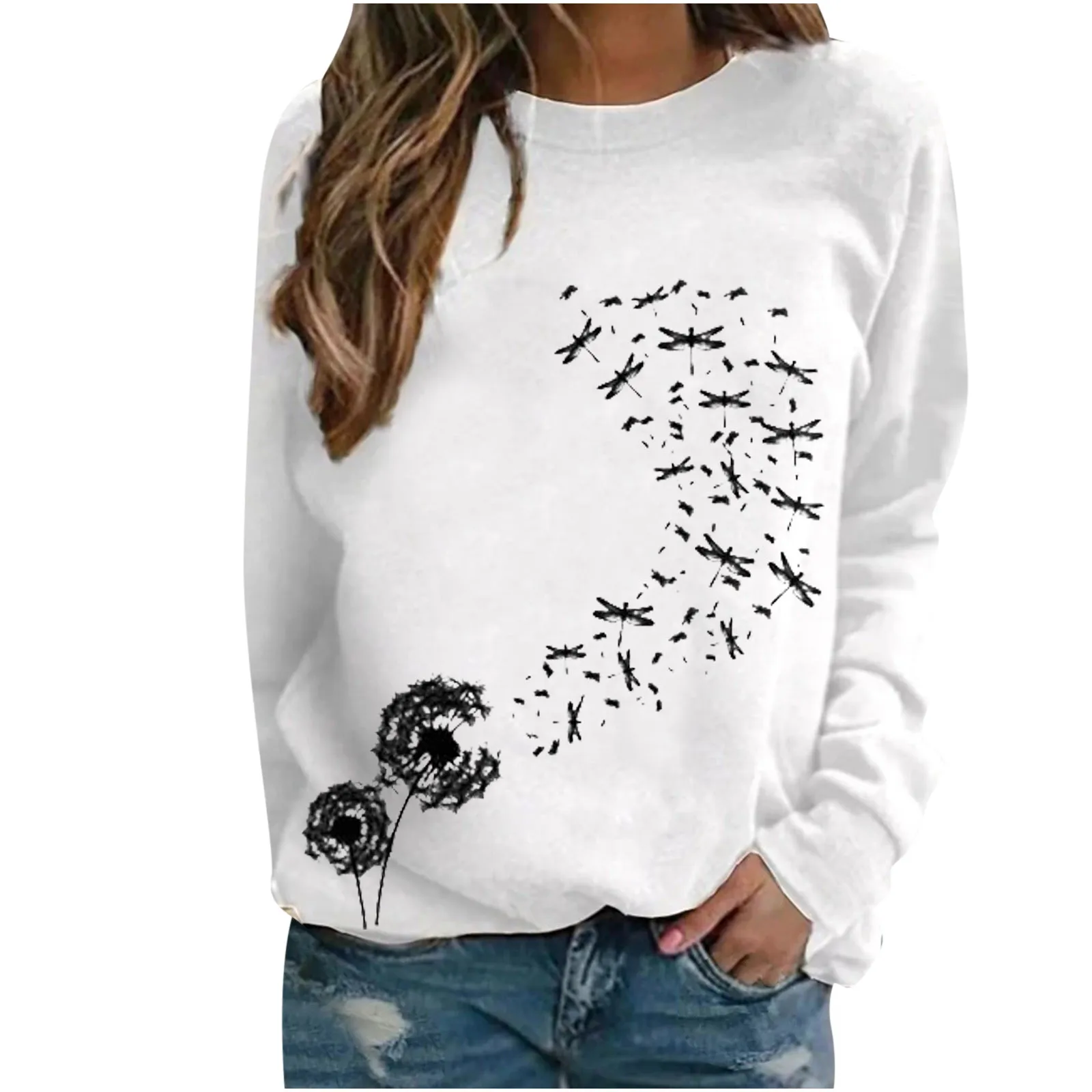 las mujeres sweetshirts Fashion Women Casual O- Neck Print Long-sleeved T-shirt women's Hoodi 2021 new hot sale