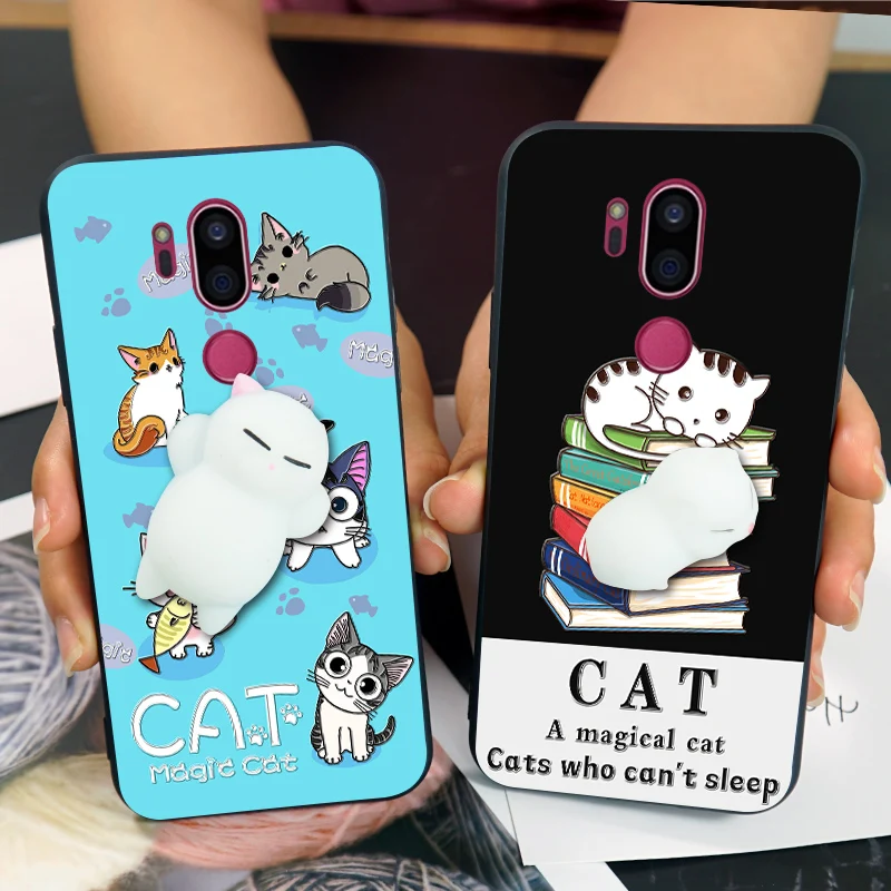 Мягкая мягкая задняя крышка из ТПУ с 3D рисунком котика для LG G5 G6 G7 ThinQ V20 H990N
