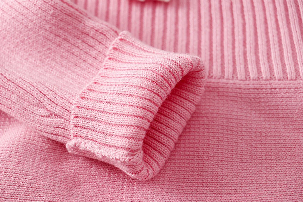 New Pink Brand Toddler Girl Fall Winter Knit Sweater Dress Lovely Bow Kids Winter Dresses Baby Long Sleeve Crochet Dress 0-5Y