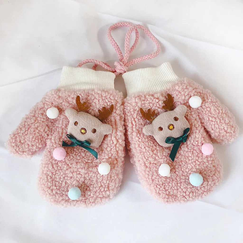 Toddler Baby Thicken Christmas Keep Warm Winter Gloves Cartoon Full Finger Knitted Mittens #EW | Детская одежда и обувь