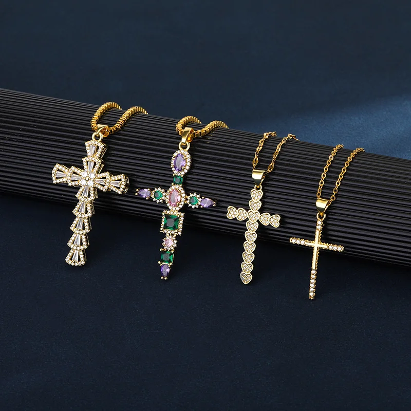 Christian Cross Series Necklaces Jesus Cross Necklace Religion Choker Chain Punk Jewelry For Women Men Baptism Gifts Wholesale images - 6