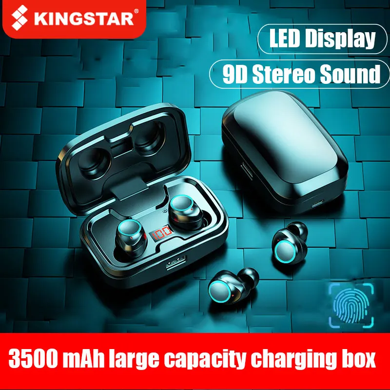 

Bluetooth-наушники TWS с зарядным футляром, 3500 мА ч, 9D стерео
