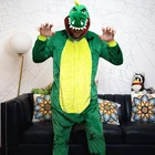 Комбинезон мужской фланелевый, пижама-комбинезон с мультяшным рисунком динозавра, ночная рубашка для вечерние, домашнего использования, халат, пижама, зима