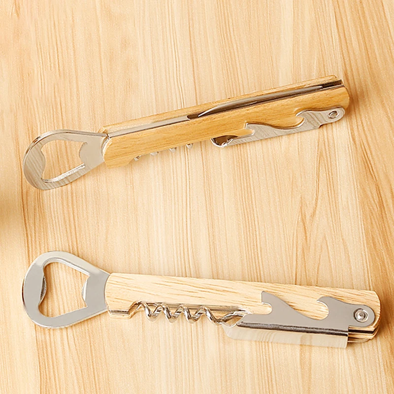 10 шт. многофункциональный деревянный штопор для вина с ножом и открывалкой пива