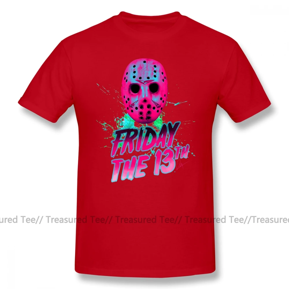 Friday 13, футболка, FRIDAY THE 13TH Neon V, футболка с графическим принтом, футболка с короткими рукавами, Мужская забавная Базовая хлопковая футболка, плюс размер - Цвет: Red