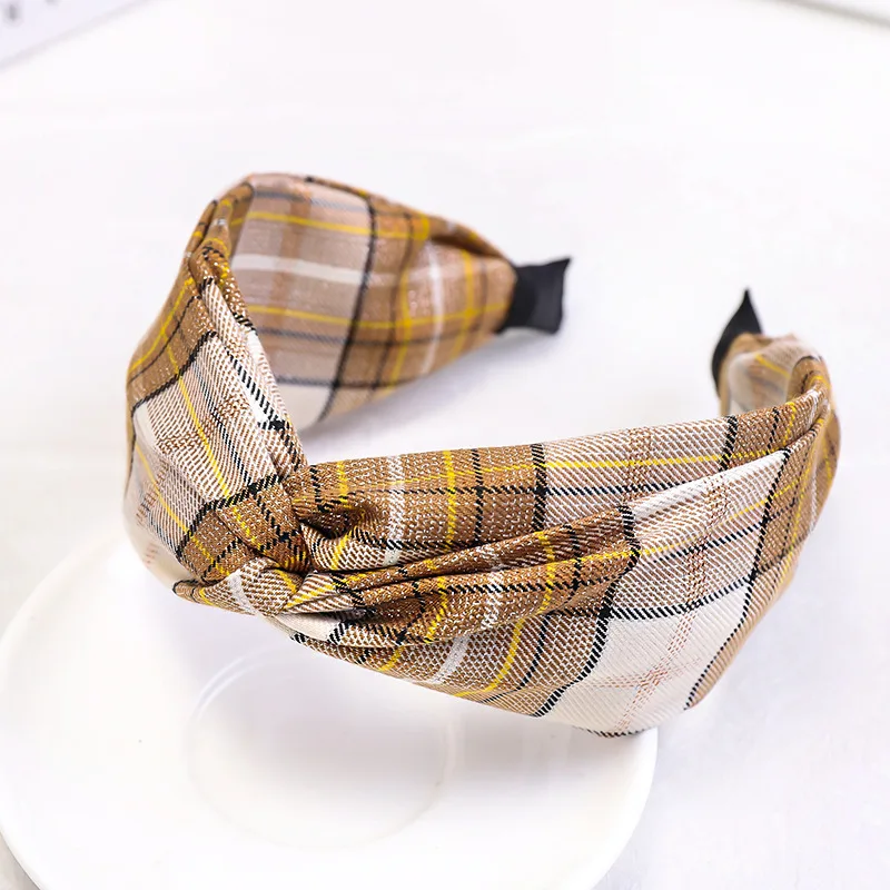 2021 Koren Fashion Plaid Cross Wide Hair Bands Women Turban Headband hoop Girls Accessories Head bands Headdress |