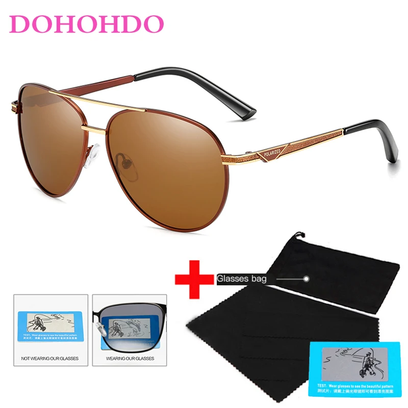 

DOHOHDO Men Pilot Polarized Sunglasses Brand Design Men Metal Driving Sun Glasses Coating Sunglass UV400 Shades Gafas De Sol