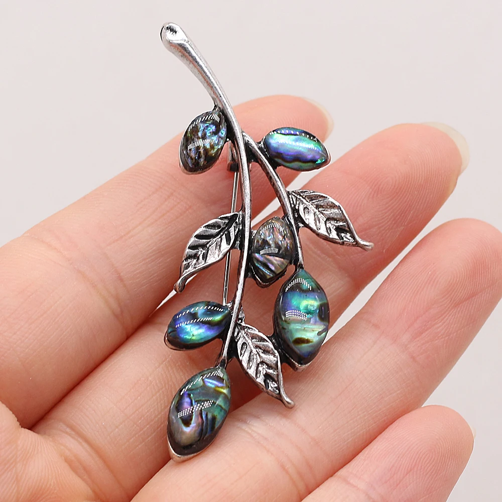 Hot Selling Natural Shell Alloy Pendant Leaf Shape White Abalone DIY Bracelet Necklace Jewelry Accessories 22x55mm | Украшения и
