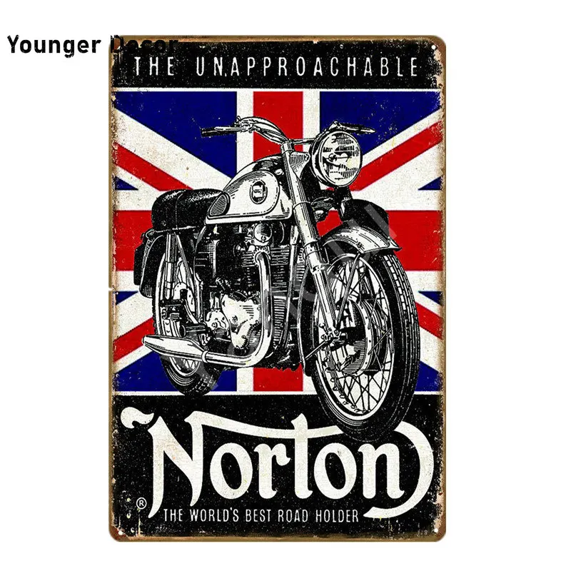 Racer Norton Motorcycle металлический постер жестяные вывески для паба автомобиля клуба