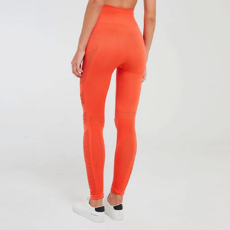 Seamless Yoga Pants Women High Waist Hollow Out Breathable Fitness Sport Leggings Push Up Elasticity Dot Sweatpant | Спорт и