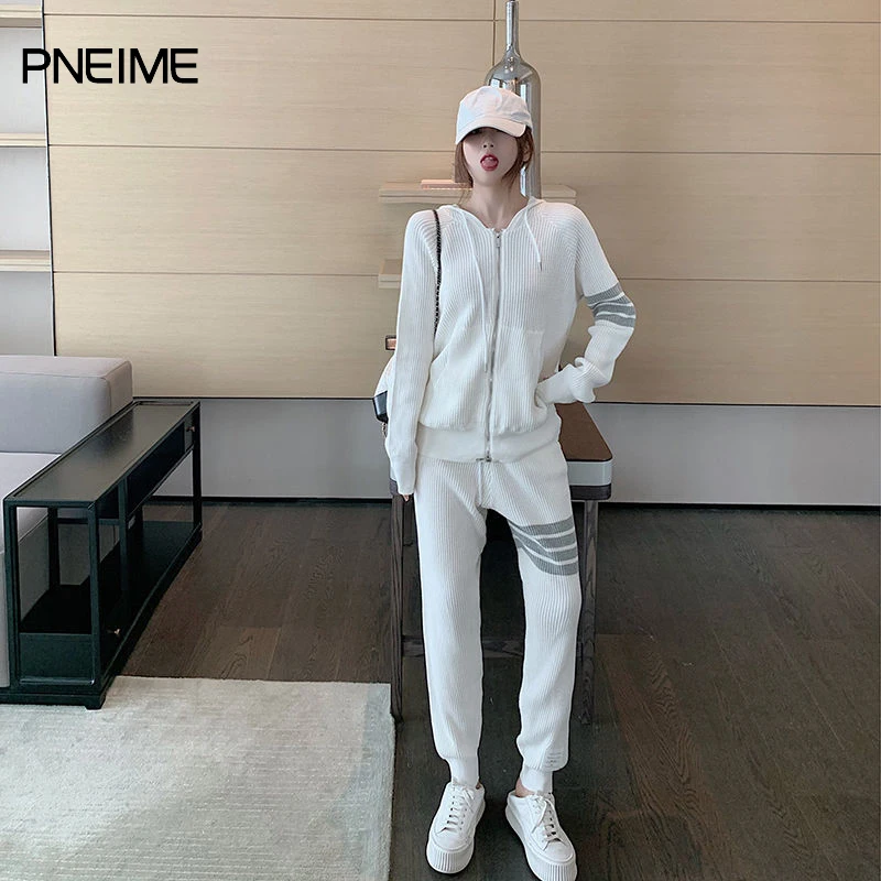 

Pneime Women Tracksuits Autumn Winter Thick Fleece Warm Solid Suit 2 Pieces Sets Female Casual Long Sleeve Hooded Sweatshirt Out