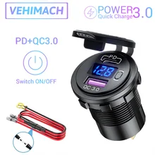 Universal Car Charger QC3.0 USB+PD Port Quick Charge With Digital LED Voltmeter Power Adapter For IPhone Huawei Xiaomi Samsung