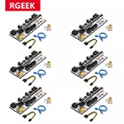 RGeek райзер 6 pin PCIE Riser, новинка, подъемник женской модели PCI-E, Райзер 010 PCI Express, карта Райзера 1x до 16x, USB 3,0 SATA на 6-контактный адаптер питания