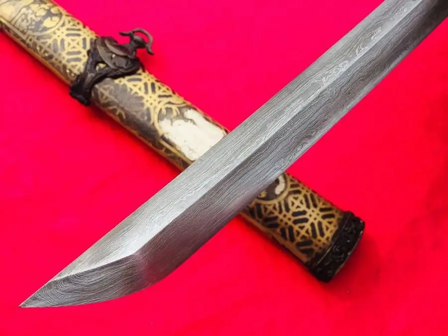Японский самурайский меч ручной работы HRC60 Подпись Дамасская сталь Балде воин
