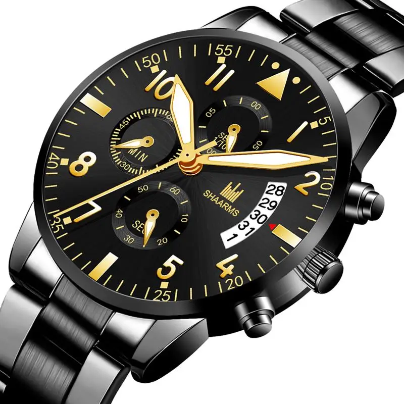 Shaarms 2019 кварцевые мужские часы чехол из сплава модные с календарем военный дизайн