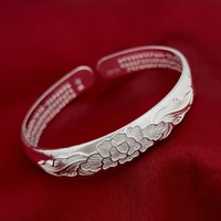 silver filigree bracelet 999 womens opening drunken flower chanting bracelet ethnic style hand decoration valentines day gift