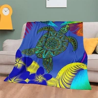 hawaiian style blanket turtle and frangipani design holiday gift premium blanketmade to order